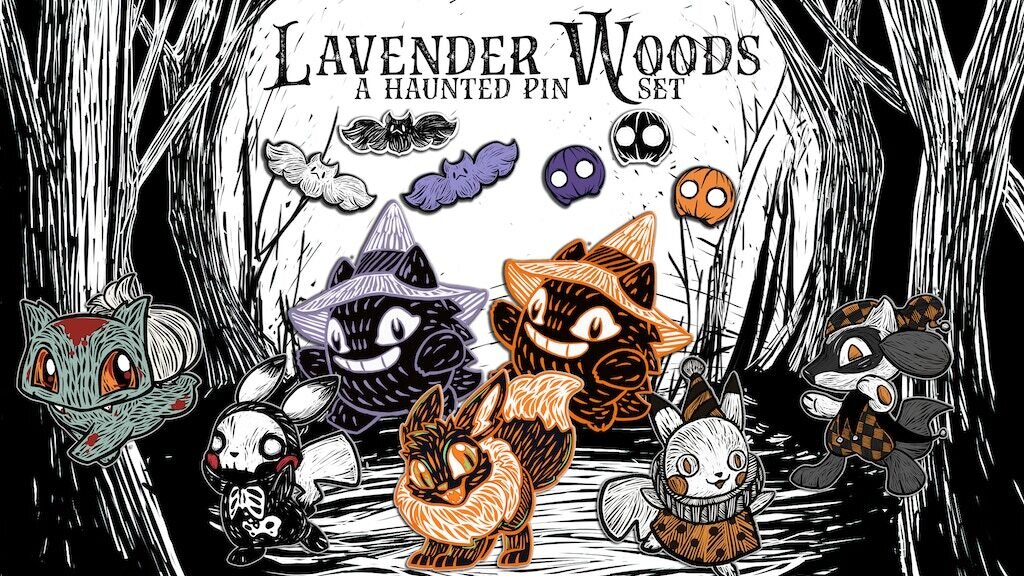 Lavender Woods: a Haunted Halloween Enamel Pin Set