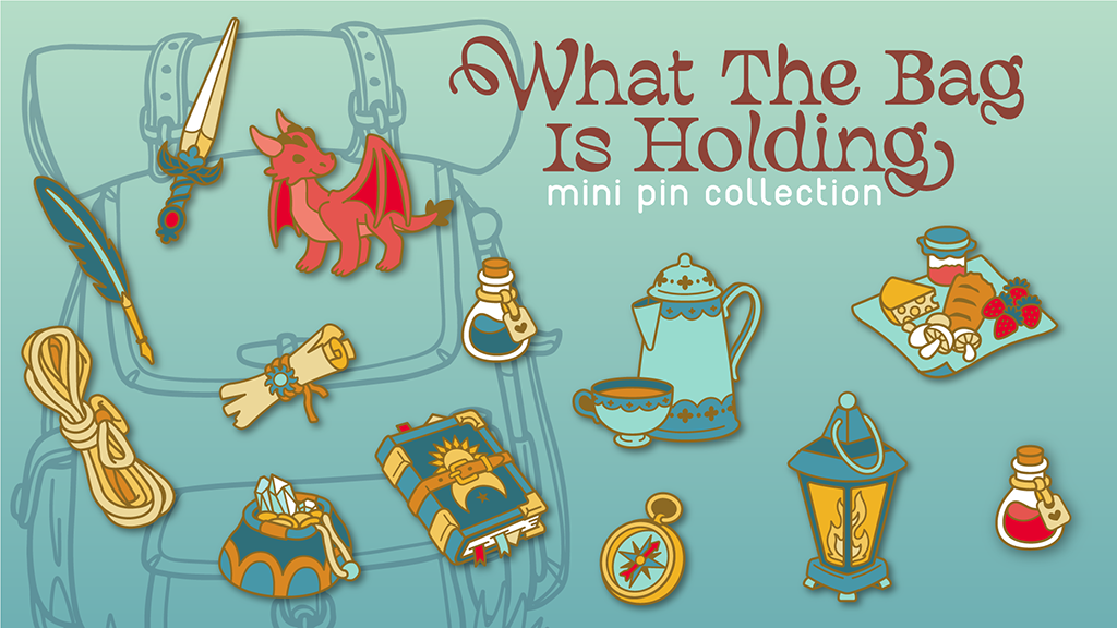 What The Bag Is Holding enamel pin collection