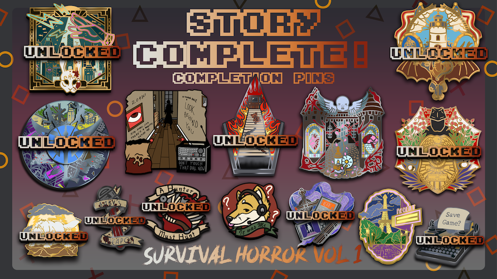 Story Complete! Gaming Enamel Pins - Survival Horror Vol. 1